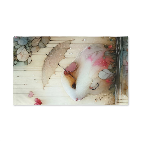 Cute Guinea Pig Hand Towel with Umbrella Design - Perfect for Animal Lovers and Home Decor