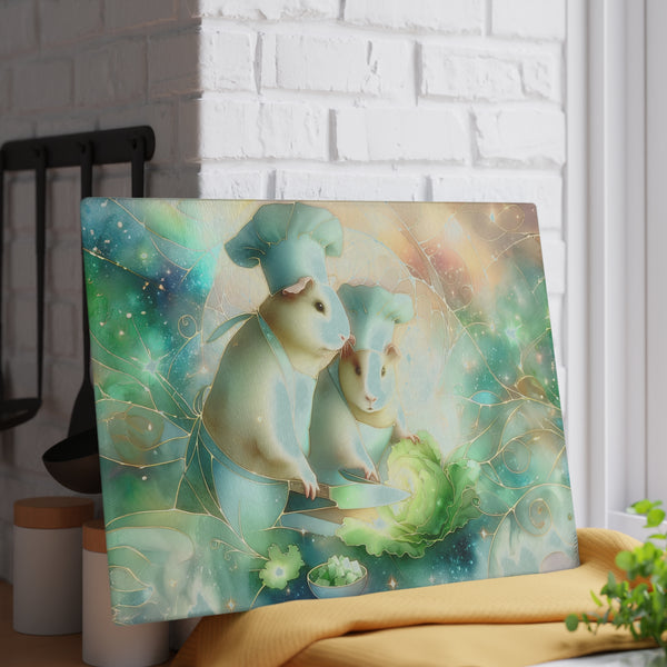 Piggy Chefs Guinea Pig Glass Cutting Board