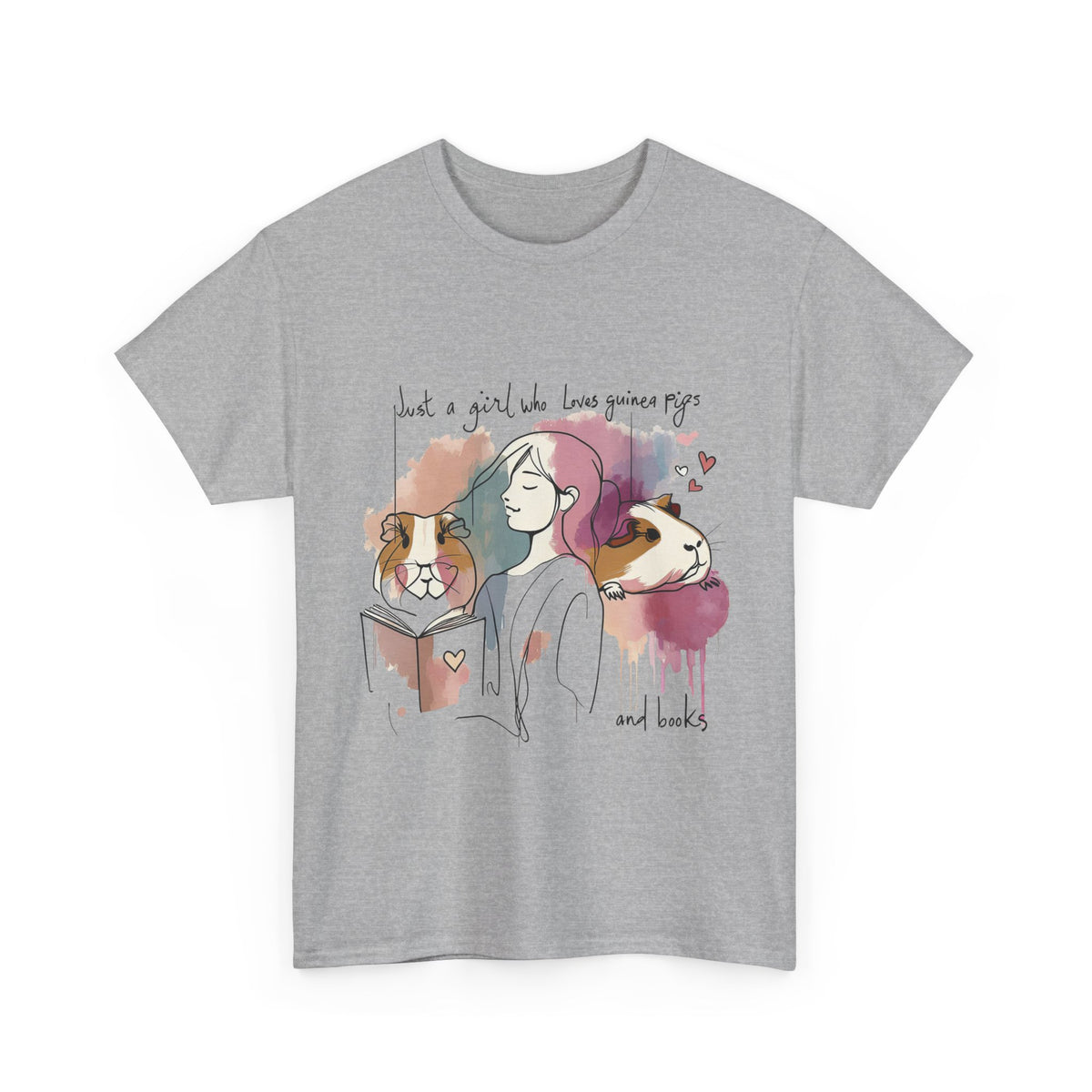 Just a Girl Who Loves Guinea Pigs and Books - Unisex Heavy Cotton Tee - Style SP2P