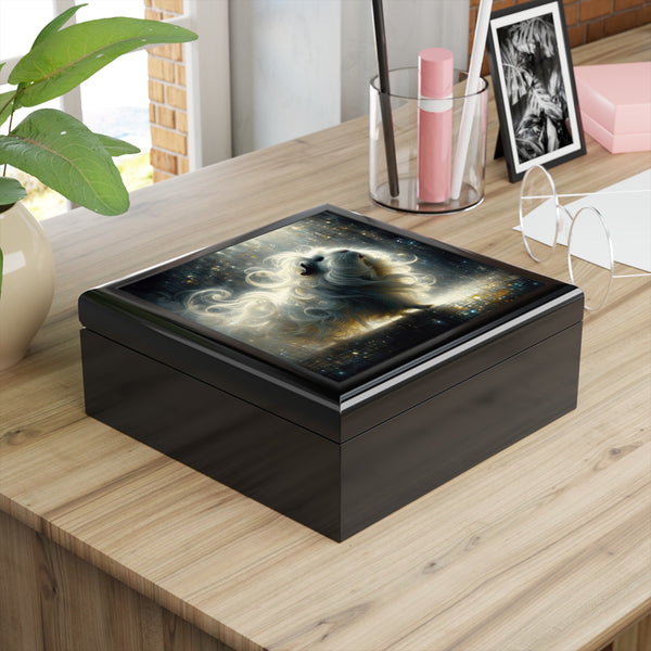 White Piggy on Black Guinea Pigs Keepsake Box