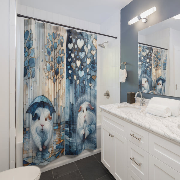 Shower Curtains - Adorable Guinea Pigs in Light Rain