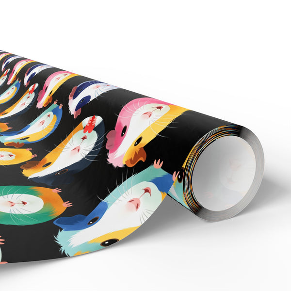 Poppin' Piggy on Black Gift Wrapping Paper