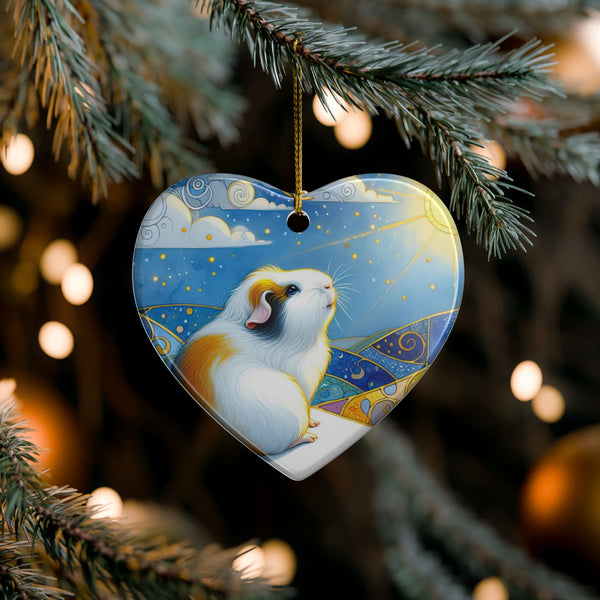 Winter Solstice Guinea Pig Ceramic Ornament