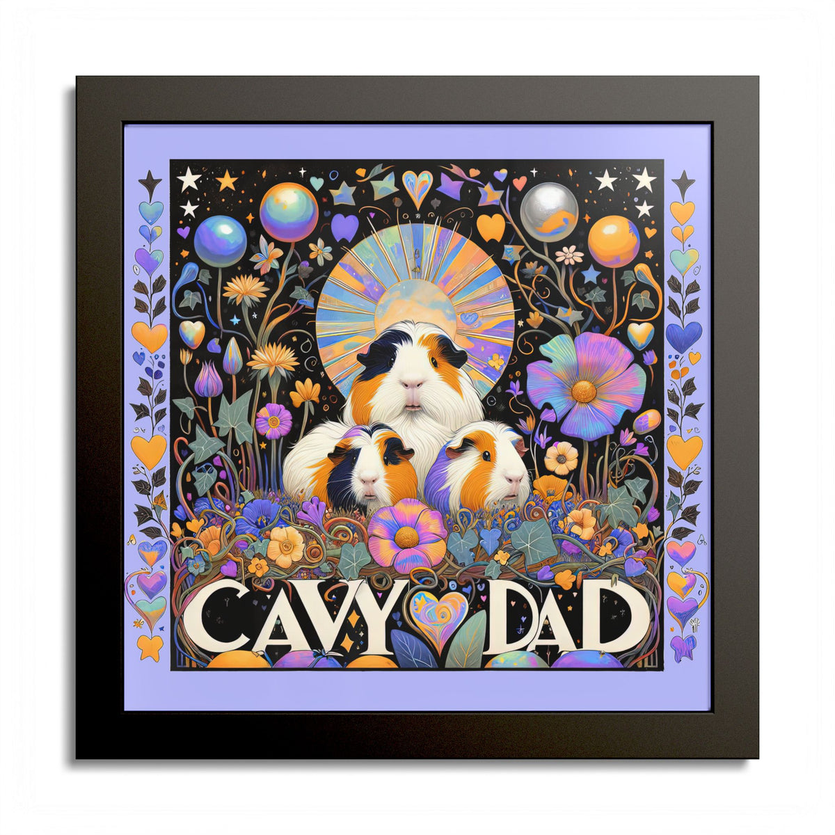Cavy Dad Trio Framed Guinea Pig Art Print
