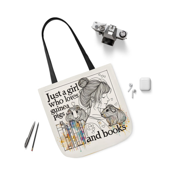 Just a Girl Who Loves Guinea Pigs and Books Canvas Tote - Style BG2P