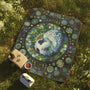 Cavy Cosmos Mandala - Guinea Pig Floor Time Blanket in a natural grass picnic setting