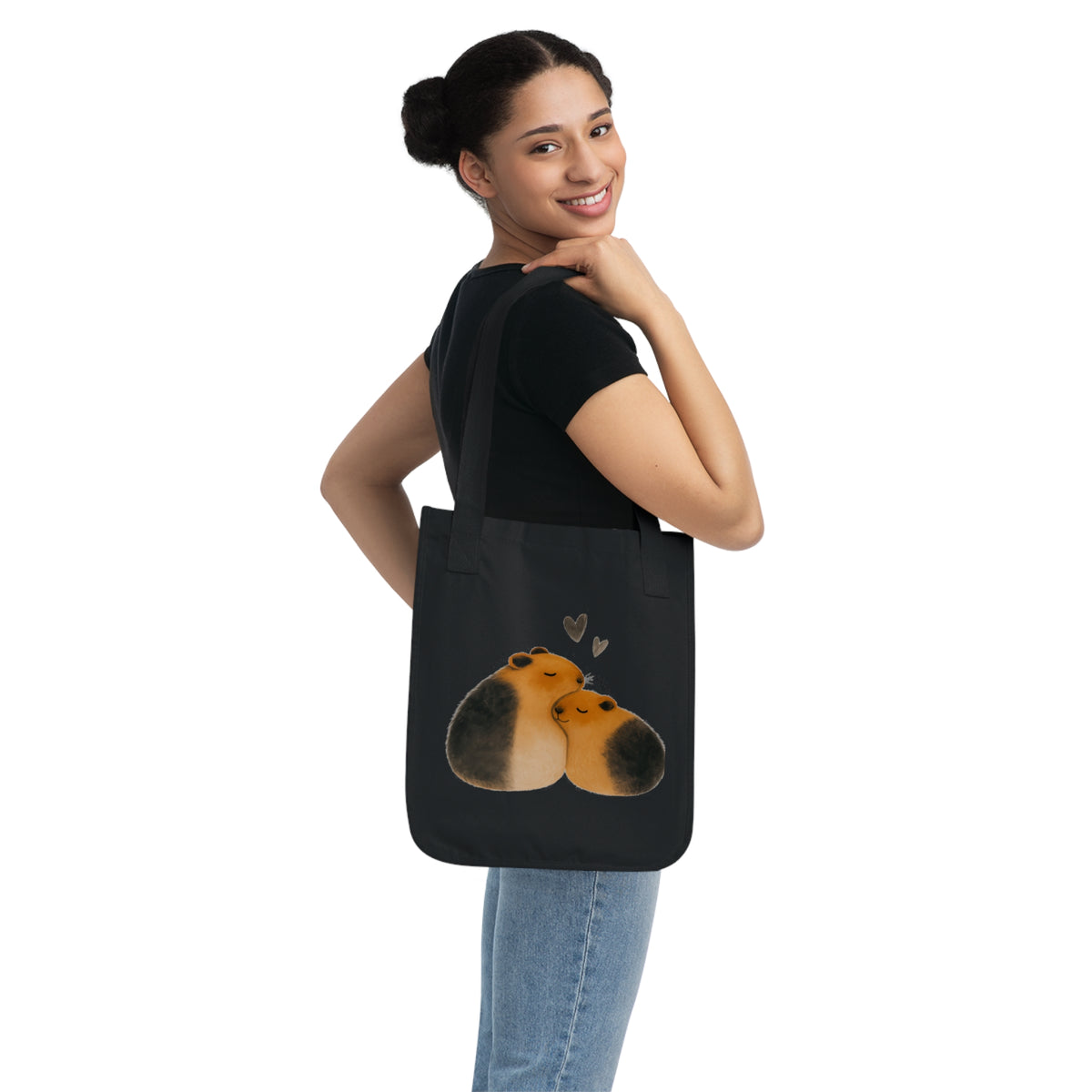 Cute Animal Love Tote Bag | Organic Canvas Shopper, Eco-Friendly Gift, Pet Lover Accessory, Reusable Grocery Bag, Minimalist Design