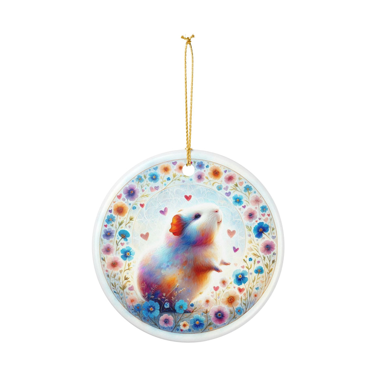 Wheekheart Bloom Guinea Pig Ceramic Ornament