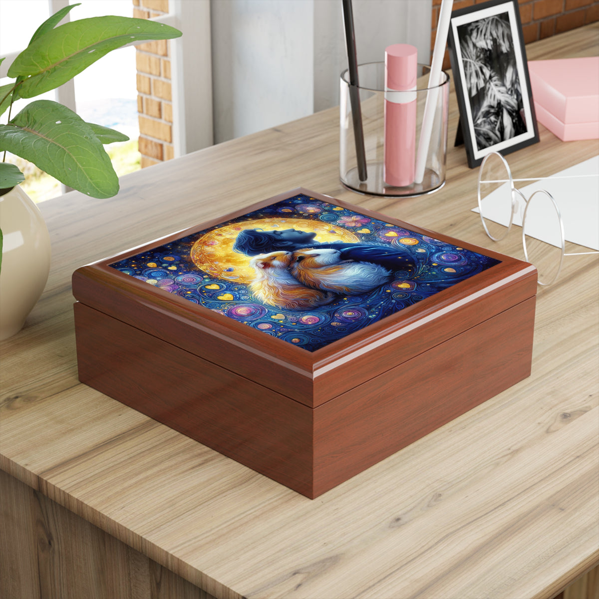 Romantic Man with Guinea Pigs Keepsake Box