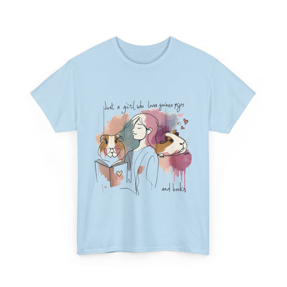 Just a Girl Who Loves Guinea Pigs and Books - Unisex Heavy Cotton Tee - Style SP2P