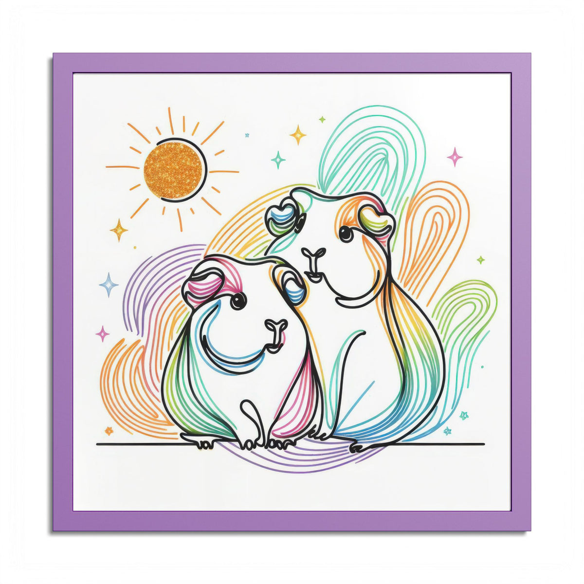 Sunny Piggy Vibes Framed Guinea Pig Wall Art