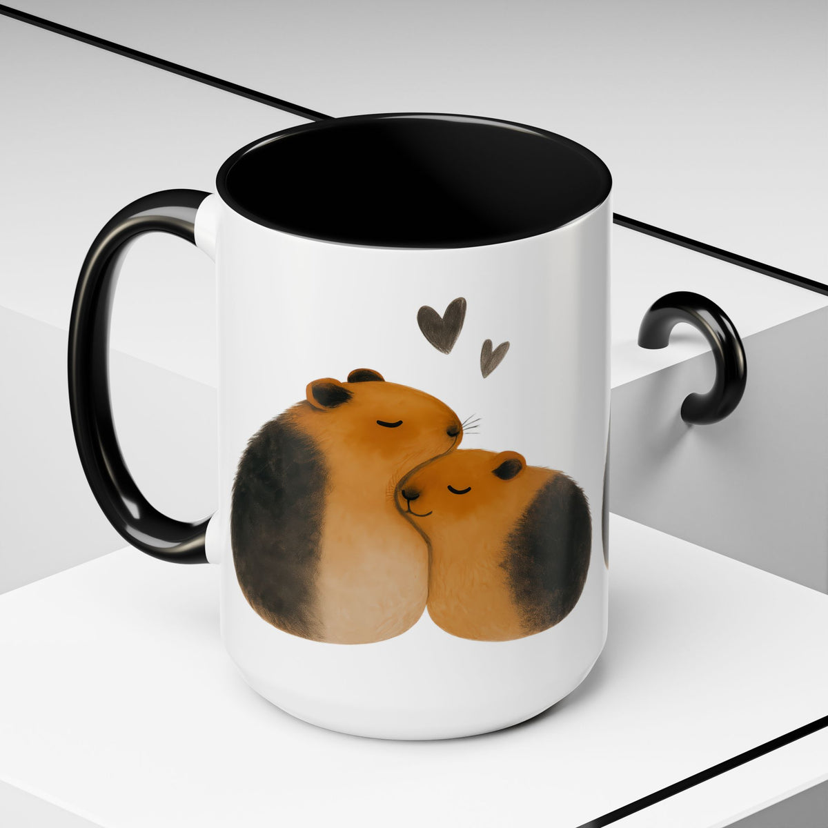 Cute Guinea Pig Couple Coffee Mug, Animal Lover Gift, Sweetheart Mug, Valentine’s Day Coffee Cup, Pet Lover Collectible