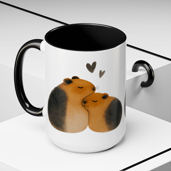 Cute Guinea Pig Couple Coffee Mug, Animal Lover Gift, Sweetheart Mug, Valentine’s Day Coffee Cup, Pet Lover Collectible