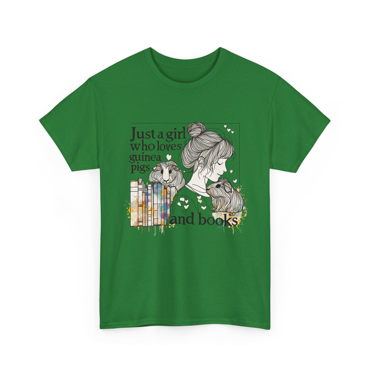 Just a Girl Who Loves Guinea Pigs and Books - Unisex Heavy Cotton Tee - Style BG2P