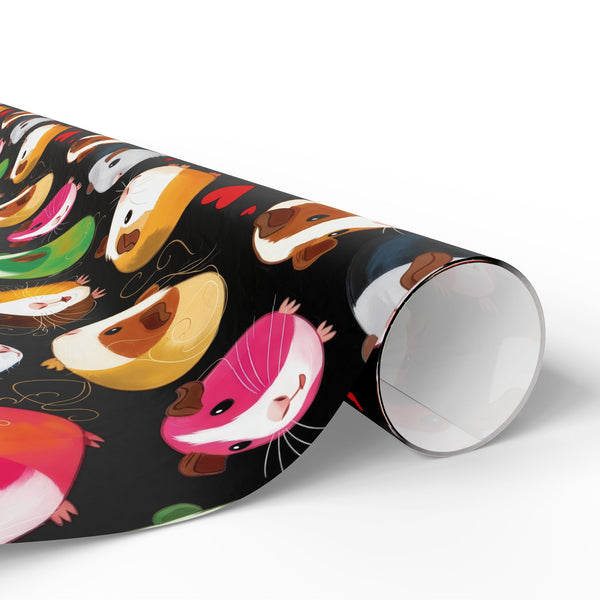 Twirly Piggies on Black Gift Wrapping Paper