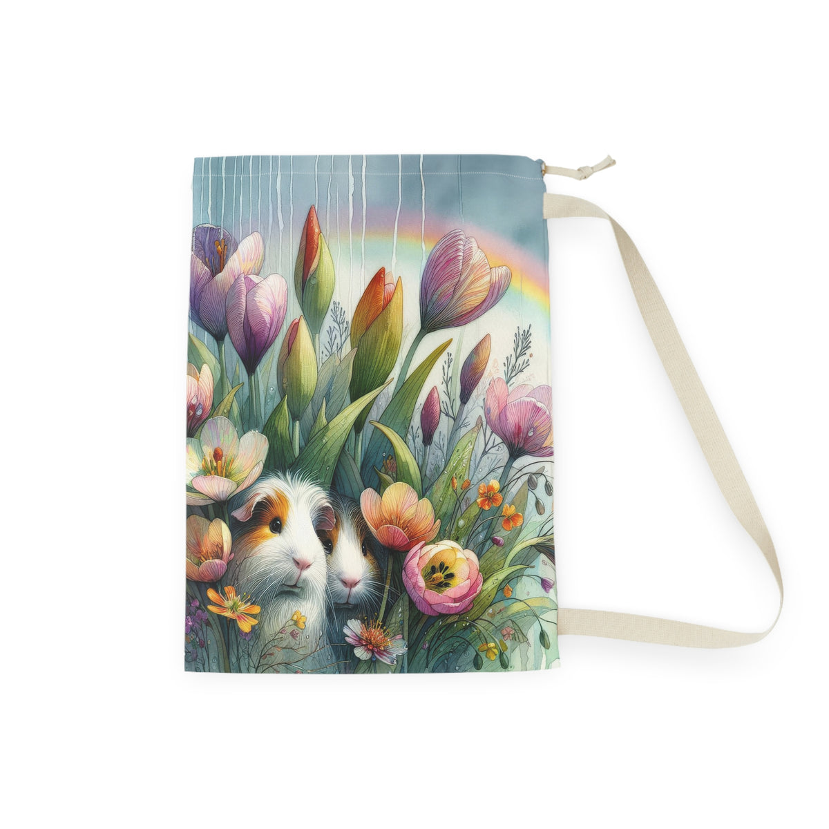 Tulips in the Rain Guinea Pig Laundry Bag