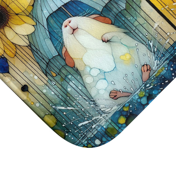 Sunflowers in the Rain Guinea Pig Bath Mat