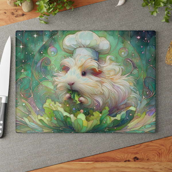 Piggy Chef on a Half Shell Glass Cutting Board