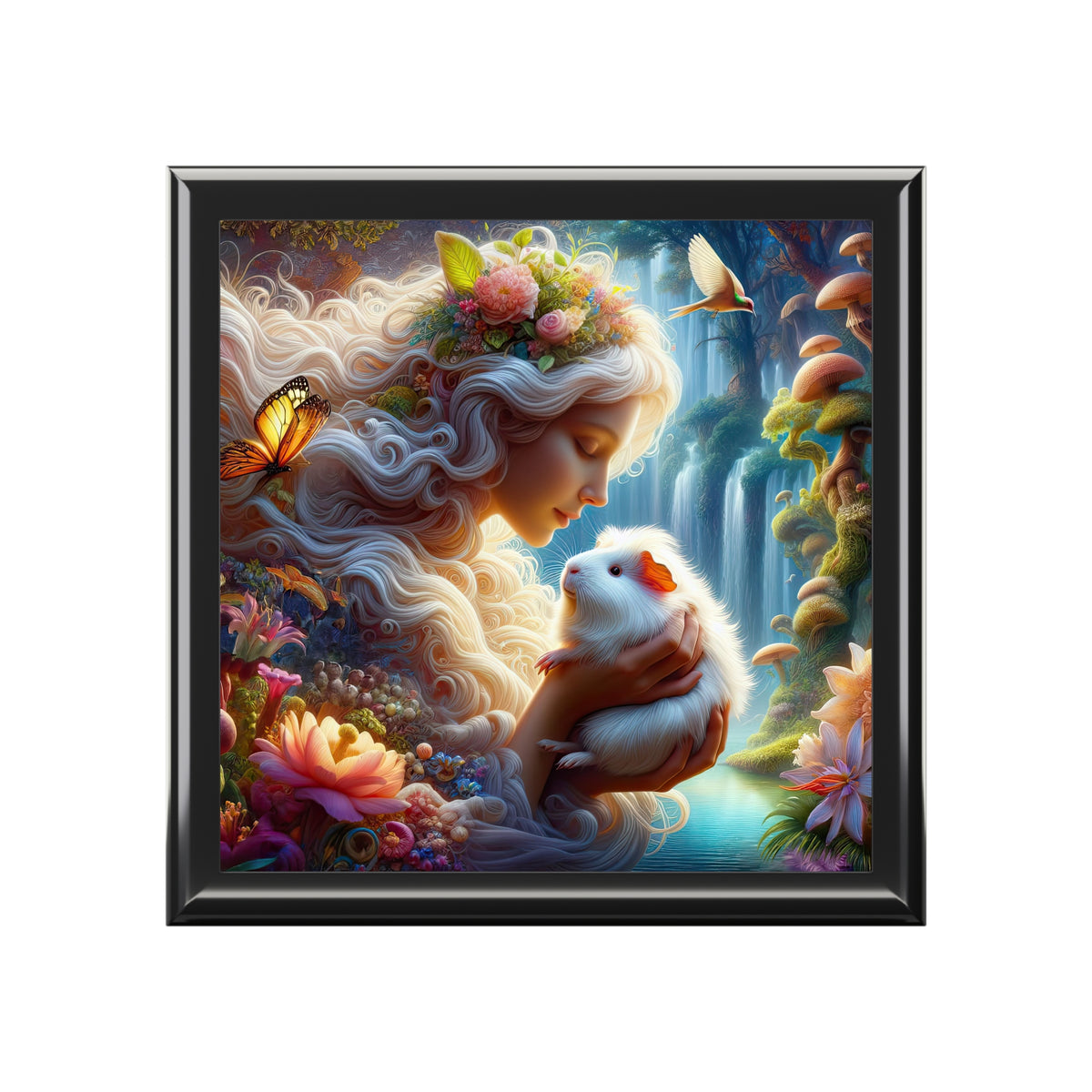 Guinea Pig Goddess with Sacred White Piggy Keepsake Jewelry Box