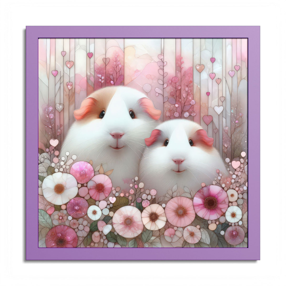 Pink Petal Piggies Framed Guinea Pig Wall Art