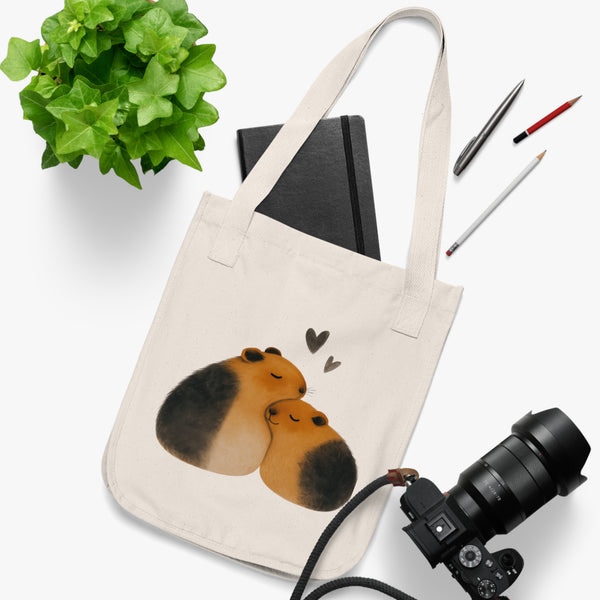 Cute Animal Love Tote Bag | Organic Canvas Shopper, Eco-Friendly Gift, Pet Lover Accessory, Reusable Grocery Bag, Minimalist Design