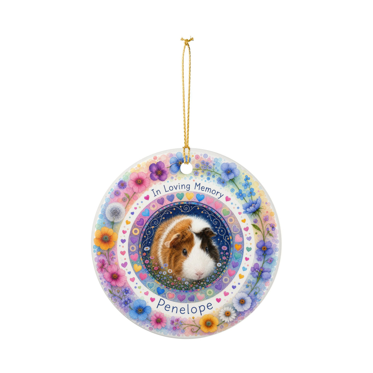 In Loving Memory Guinea Pig Ornament — Personalized Ceramic Pet Memorial Decoration