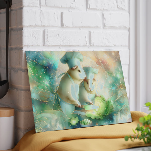 Piggy Chefs Guinea Pig Glass Cutting Board