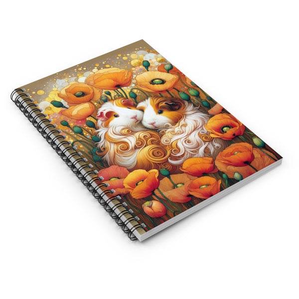 Piggies in Poppies Guinea Pig Spiral Notebook