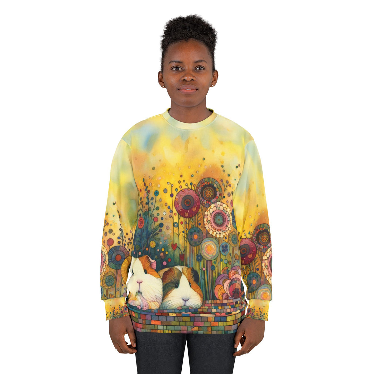 Colorful Guinea Pig Sweatshirt | Cozy AOP Pet Lover Apparel, Gift for Animal Lovers, Cute Casual Wear, Unique Animal Art