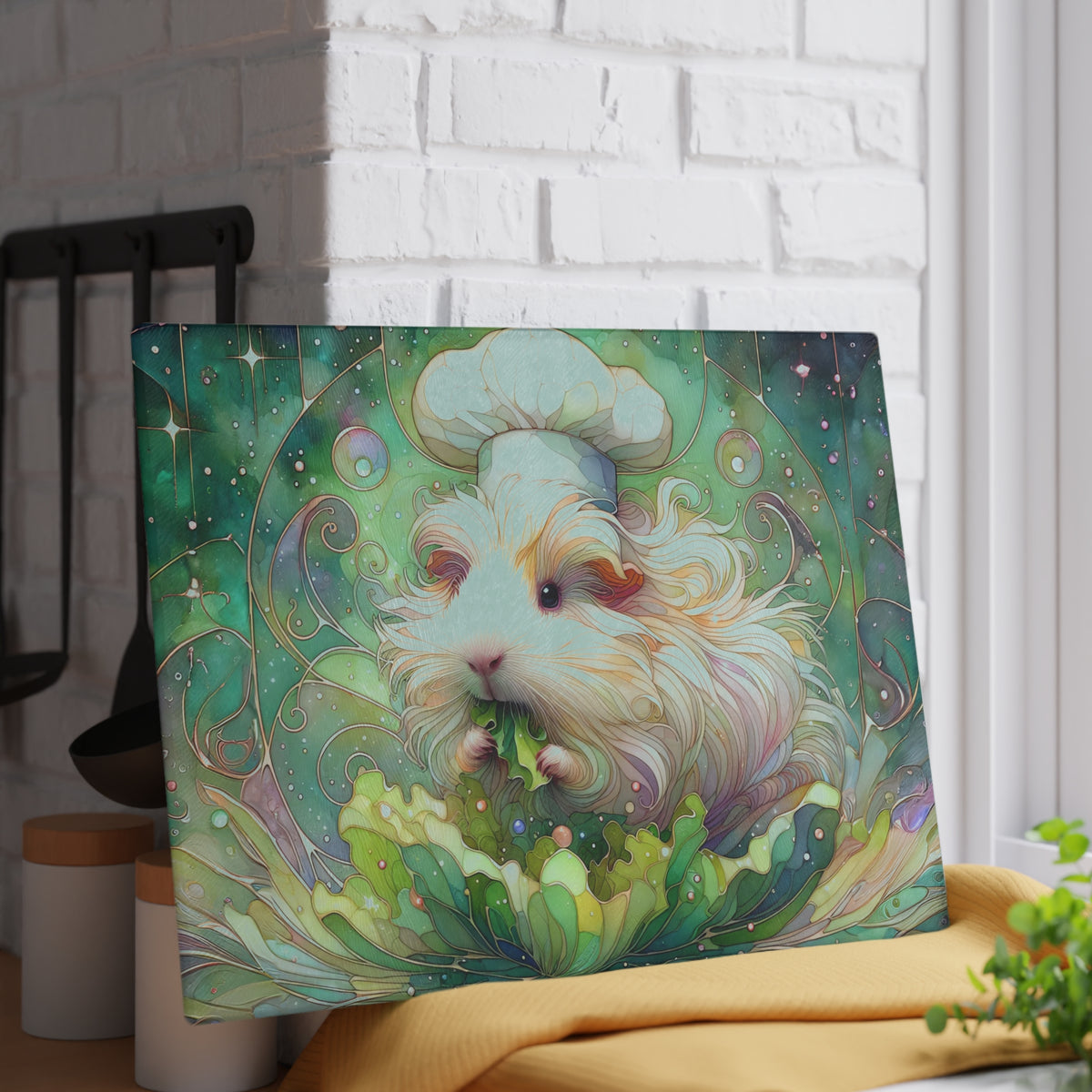 Piggy Chef on a Half Shell Glass Cutting Board