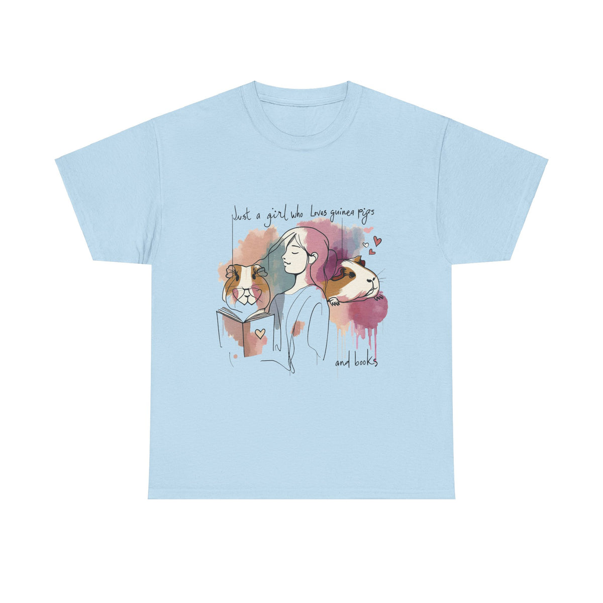 Just a Girl Who Loves Guinea Pigs and Books - Unisex Heavy Cotton Tee - Style SP2P