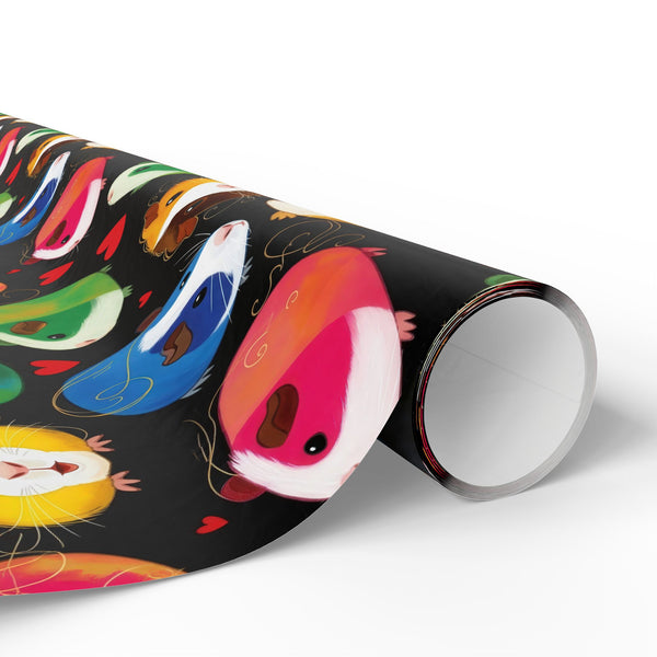 Twirly Piggies on Black Gift Wrapping Paper