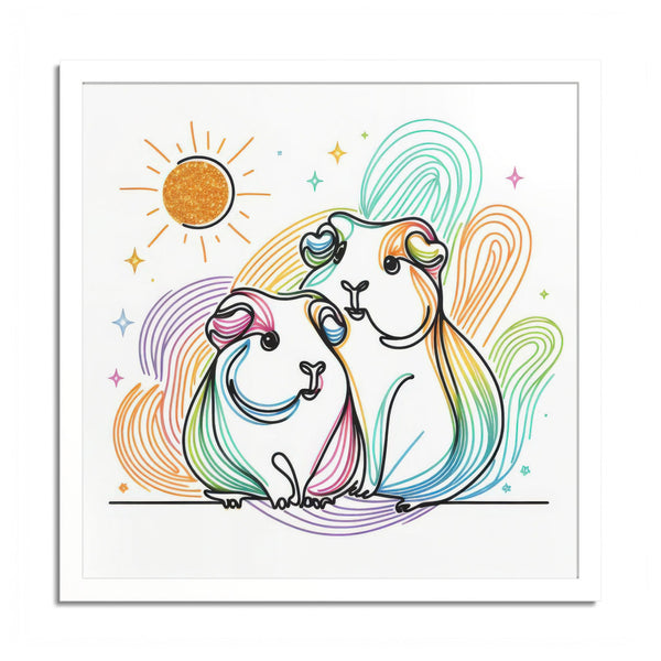 Sunny Piggy Vibes Framed Guinea Pig Wall Art
