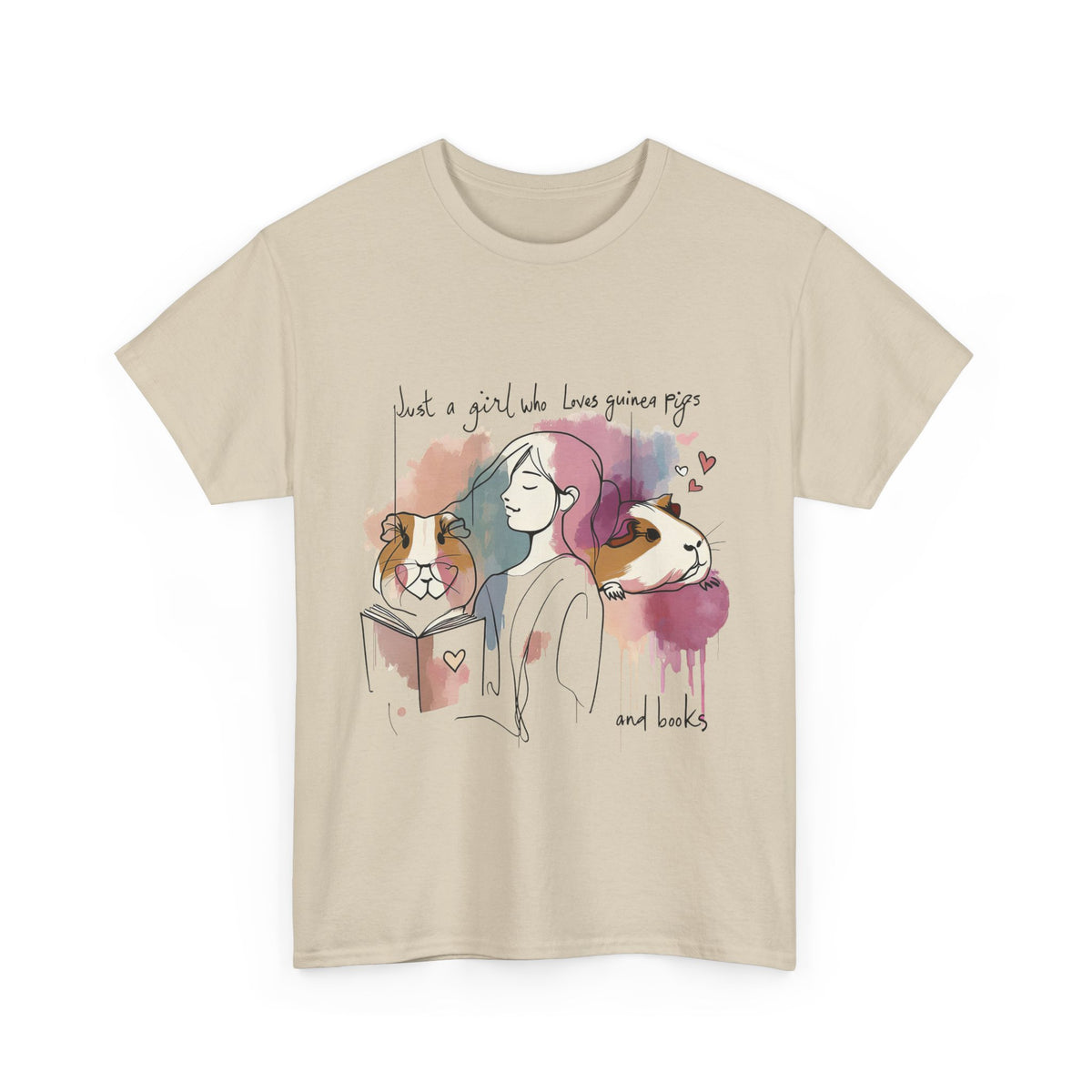 Just a Girl Who Loves Guinea Pigs and Books - Unisex Heavy Cotton Tee - Style SP2P