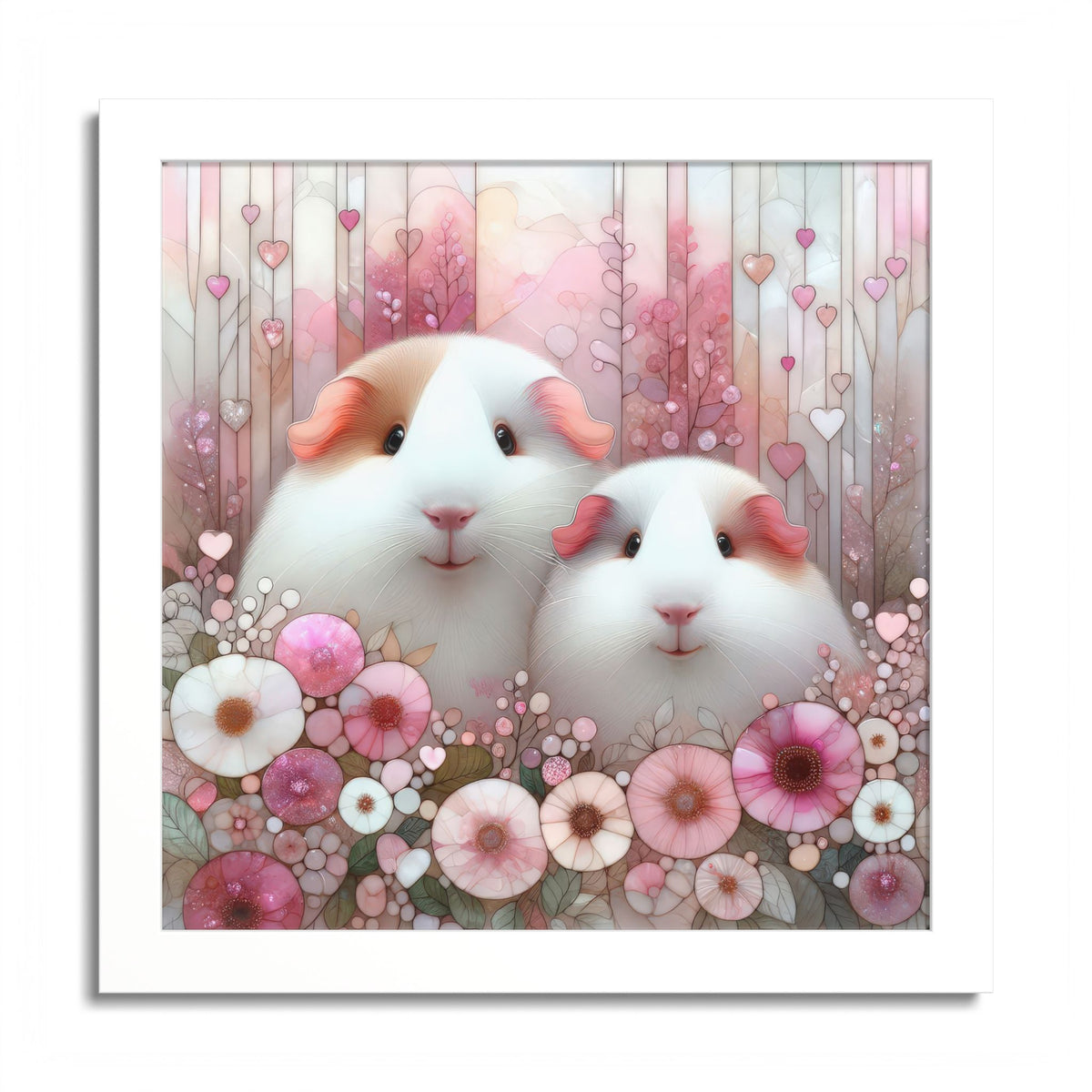 Pink Petal Piggies Framed Guinea Pig Wall Art