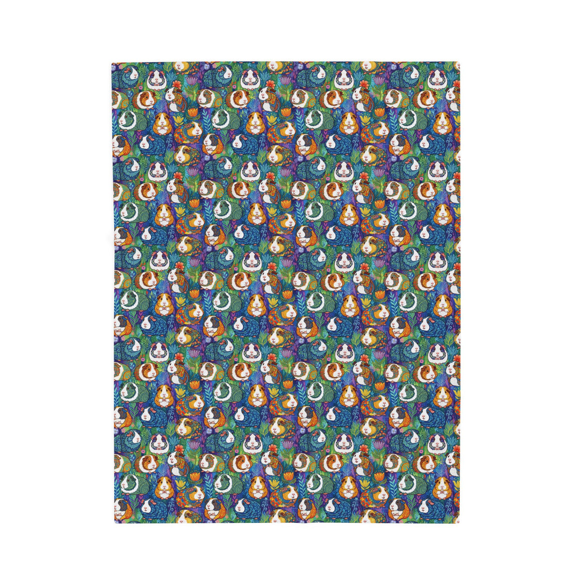 Blue Paisley Piggies Velveteen Guinea Pig Throw Blanket