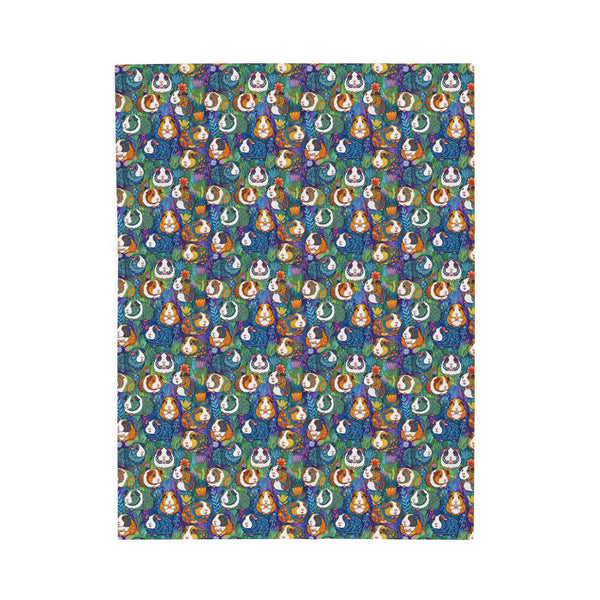 Blue Paisley Piggies Velveteen Guinea Pig Throw Blanket