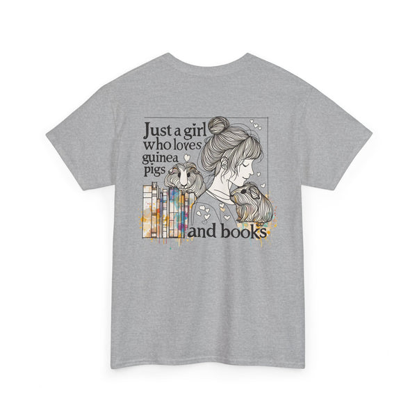 Just a Girl Who Loves Guinea Pigs and Books - Unisex Heavy Cotton Tee - Style BG2P