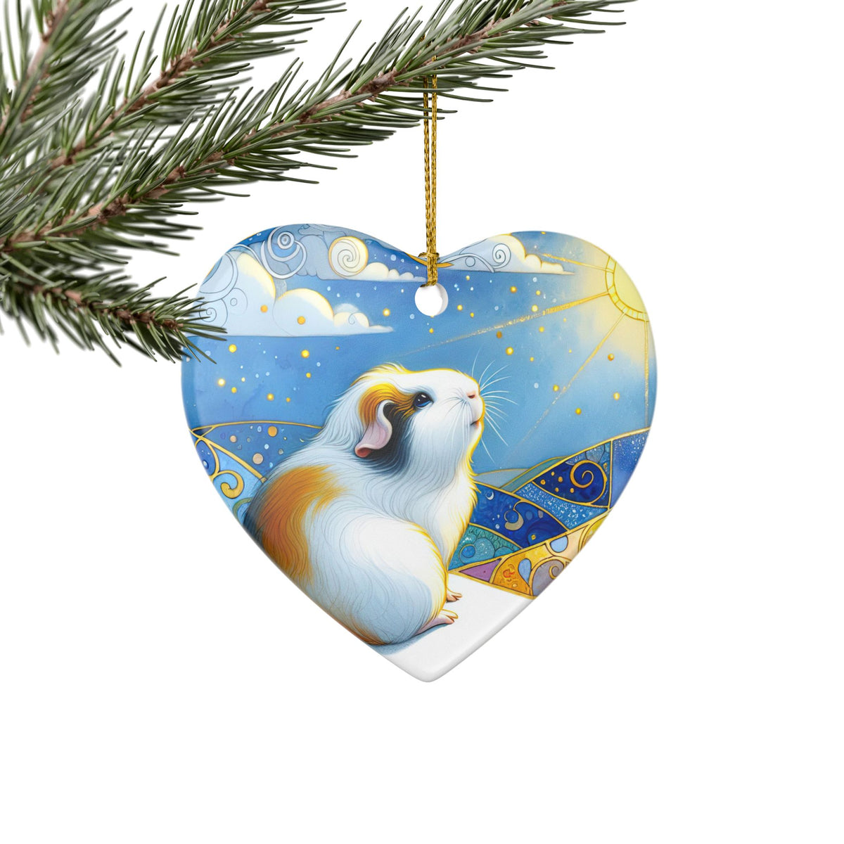 Winter Solstice Guinea Pig Ceramic Ornament