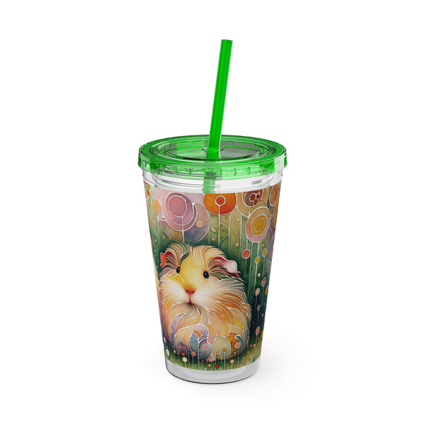 Summer Piggy Pops Guinea Pig Tumbler with Straw