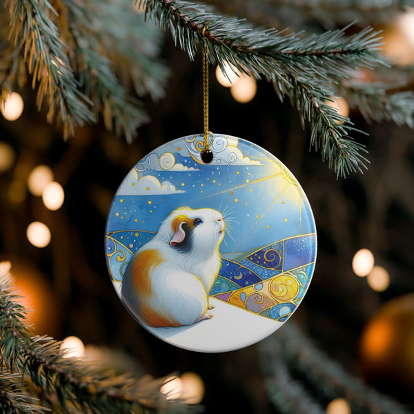 Winter Solstice Guinea Pig Ceramic Ornament