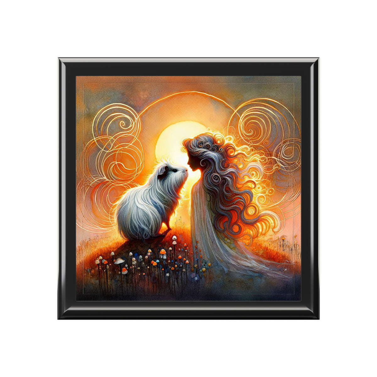 Silhouette at Sunset Guinea Pig Jewelry Box