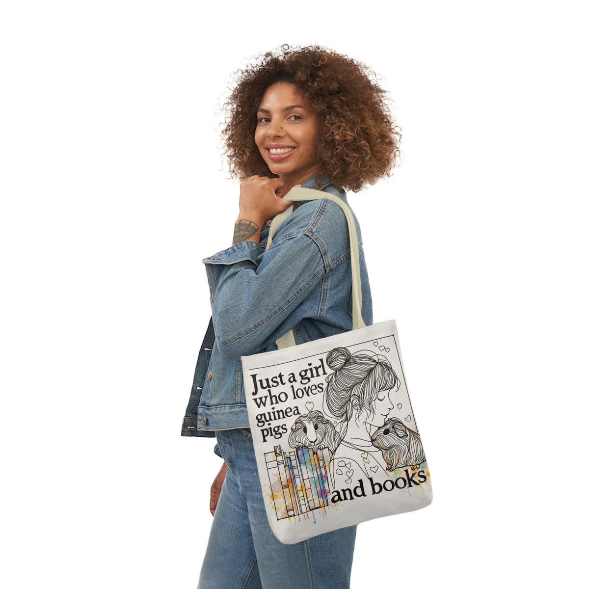 Just a Girl Who Loves Guinea Pigs and Books Canvas Tote - Style BG2P