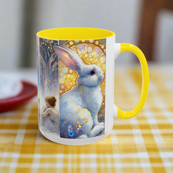 Enchanted Rabbit Coffee Mug, Fantasy Art Drinkware, Rabbit Lover Gift, Magical Mug for Tea, Cute Home Decor
