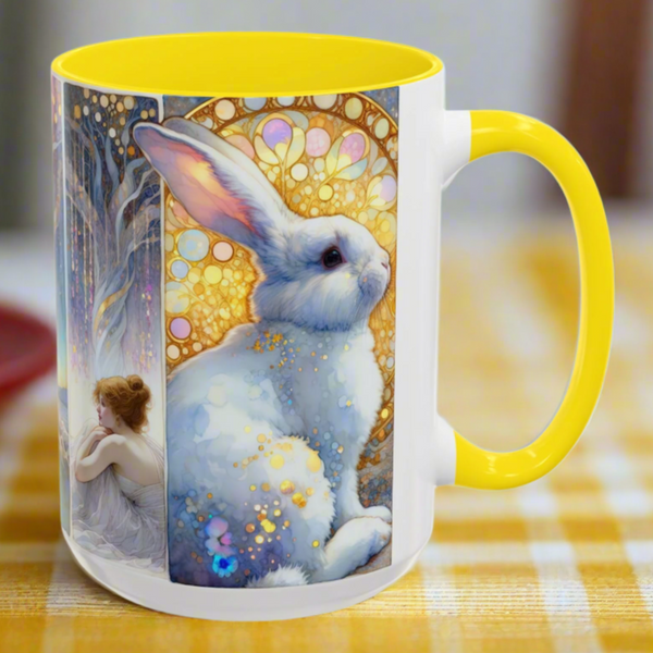 Enchanted Rabbit Coffee Mug, Fantasy Art Drinkware, Rabbit Lover Gift, Magical Mug for Tea, Cute Home Decor