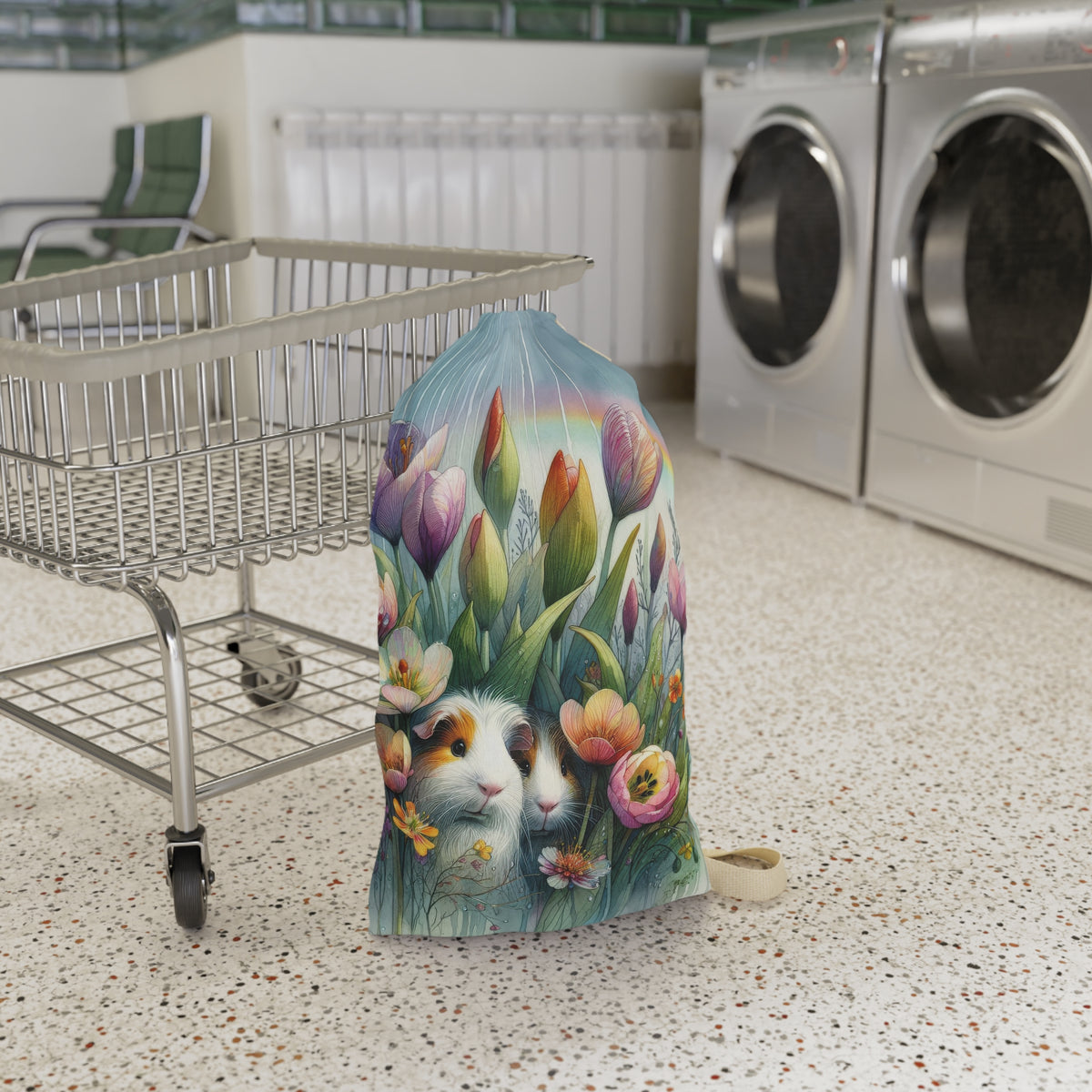 Tulips in the Rain Guinea Pig Laundry Bag