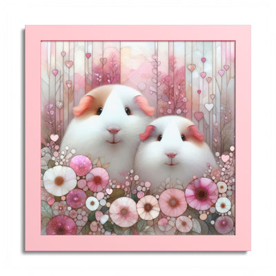 Pink Petal Piggies Framed Guinea Pig Wall Art