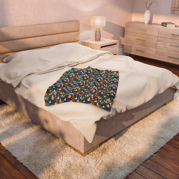 Blue Paisley Piggies Velveteen Guinea Pig Throw Blanket