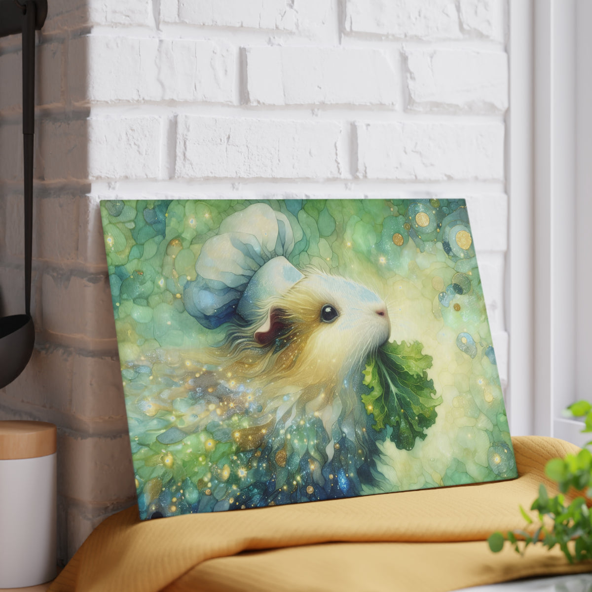 Piggy Nibbling Glass Guinea Pig Cutting Board