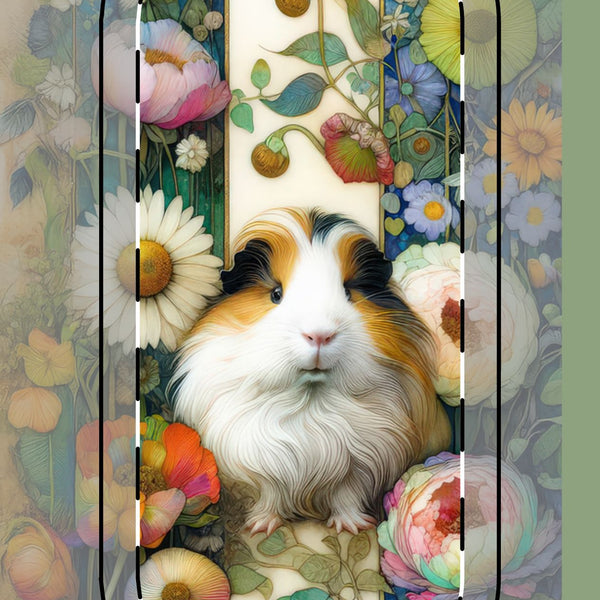 Guinea Pig Phone Stand, Cute Animal Decor, Floral Design Holder, Office Desk Accessory, Gift for Pet Lovers